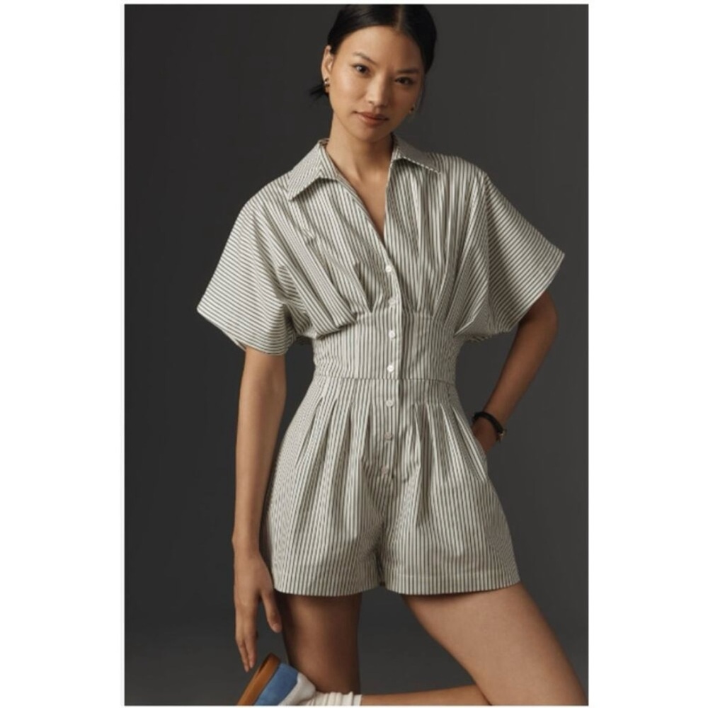 Anthropologie Striped collared romper